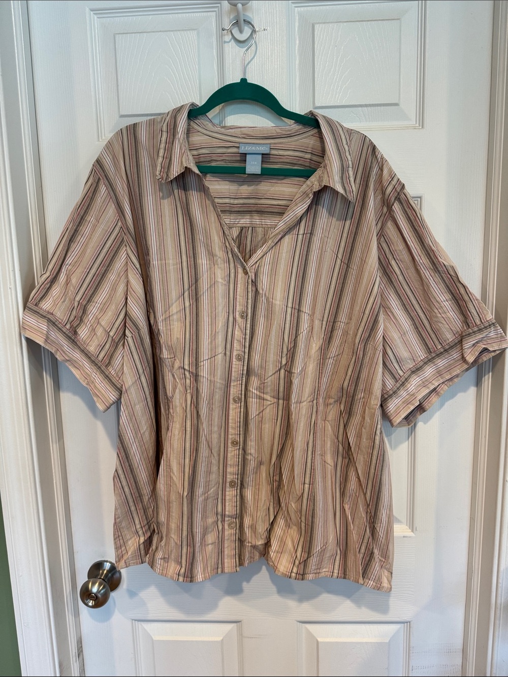 Liz & Me Striped Short-Sleeve Button-Up Shirt